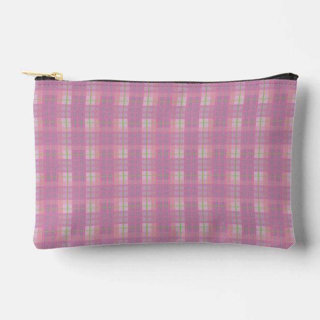 Bolsito Accesorio Pequeño Pink Plaid Pouch (Anverso)