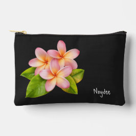 Bolsito Accesorio Pequeño Pink Plumeria Frangipani, your Name, Floral
