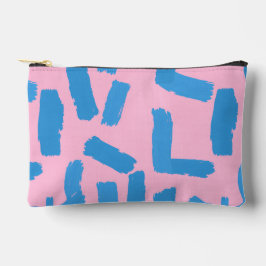 Bolsito Accesorio Pequeño Pink with Blue Brushstroke Pattern 