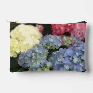 Bolsito Accesorio Pequeño Pintado digital de flores de hidrangea azul y rosa