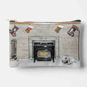 Bolsito Accesorio Pequeño Pintura de Keeshond cachorro de Navidad junto a la