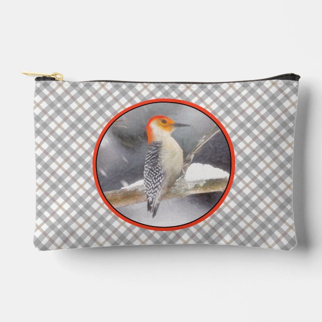 Bolsito Accesorio Pequeño Pintura de pájaro de madera roja (Anverso)