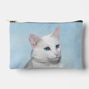 Bolsito Accesorio Pequeño Pintura de retrato de gato blanco arte original li