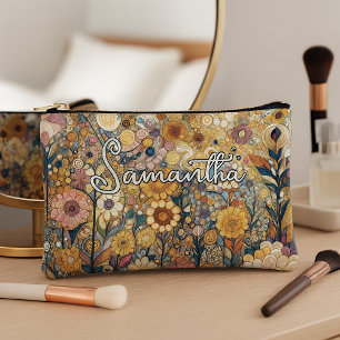 Bolsito Accesorio Pequeño Pintura Floral Personalizada Art Nouveau Antigua