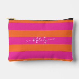 Bolsito Accesorio Pequeño PixDezines Monograma Raya Rosa Toronja Naranja