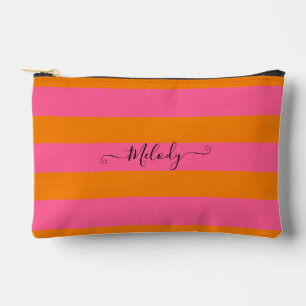 Bolsito Accesorio Pequeño PixDezines Monograma Raya Rosa Toronja Naranja