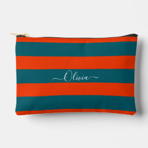 Bolsito Accesorio Pequeño PixDezines Monograma Raya Verde Azul Óxido Naranja