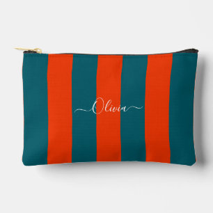 Bolsito Accesorio Pequeño PixDezines Monograma Raya Verde Azul Óxido Naranja