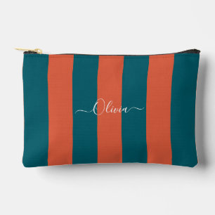 Bolsito Accesorio Pequeño PixDezines Monograma Raya Verde Azul Óxido Naranja