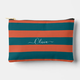 Bolsito Accesorio Pequeño PixDezines Monograma Raya Verde Azul Óxido Naranja