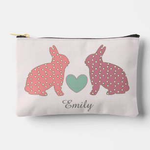 Bolsito Accesorio Pequeño Polka Dot Bunnies Pink Personalizado