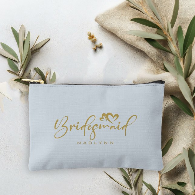 Bolsito Accesorio Pequeño Polvo Blue Bridesmaid Script Name Cosmetic Gift (Subido por el creador)