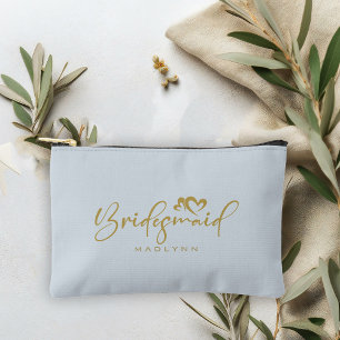 Bolsito Accesorio Pequeño Polvo Blue Bridesmaid Script Name Cosmetic Gift