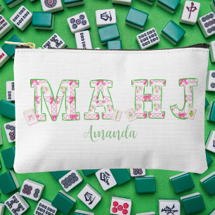 Bolsito Accesorio Pequeño Preppy Mahjong / Baldosas de Arco Rosa Verde Perso