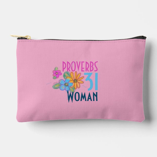 Bolsito Accesorio Pequeño PROVERBS 31 Mujer Floral Fe Cristiana (Anverso)