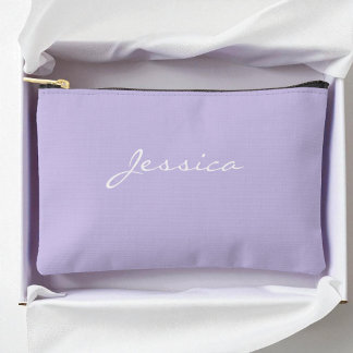 Bolsito Accesorio Pequeño Purple Script Name Minimal moderno Travel Cosmetic