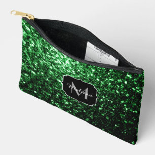 Bolsito Accesorio Pequeño Purpurina de imitación verde oscuro chispa Monogra
