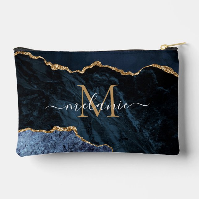 Bolsito Accesorio Pequeño Purpurina de oro azul de la marina Personalizado c (Reverso )