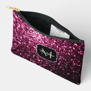 Bolsito Accesorio Pequeño Purpurina falso rosa oscuro brilla Monograma