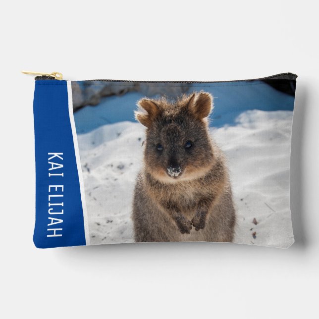 Bolsito Accesorio Pequeño Quokka Cute Animal on the Beach Australia Blue (Anverso)