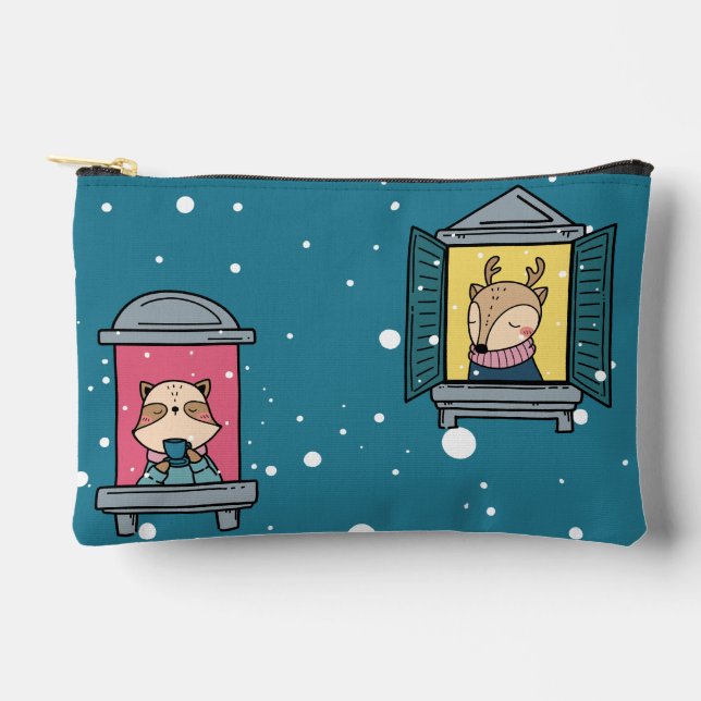 Bolsito Accesorio Pequeño Racco y reno en las ventanas (Anverso)