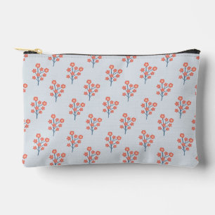 Bolsito Accesorio Pequeño Ramas de Flor de Coral sobre Patrón Azul Brumoso