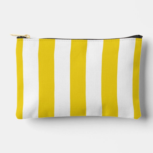 Bolsito Accesorio Pequeño Rayas amarillas, franjas blancas, patrón rayado (Anverso)