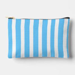 Bolsito Accesorio Pequeño Rayas de Cabaña Azul Claro y Blanco