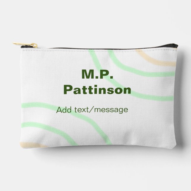 Bolsito Accesorio Pequeño Rayas de naranja verde agregar mensaje de texto de (Anverso)