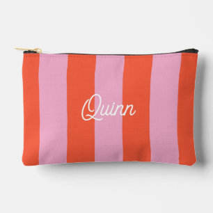 Bolsito Accesorio Pequeño Rayas Negras y Rojas en Negrita Monogramadas