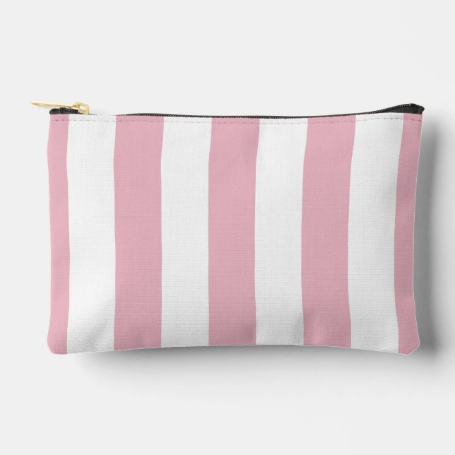 Bolsito Accesorio Pequeño Rayas rosas, franjas blancas, patrón rayado (Anverso)