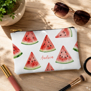 Bolsito Accesorio Pequeño Rebanada de sandía de acuarela personalizada