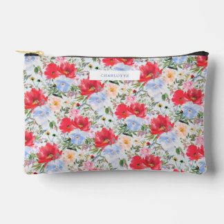 Bolsito Accesorio Pequeño Red Blue Watercolor Florals 
