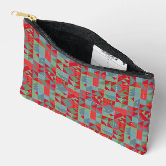 Bolsito Accesorio Pequeño Red, gray, green geometric pattern.