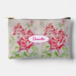 Bolsito Accesorio Pequeño Red Pink Rose Roses Watercolor Flower Floral Girls