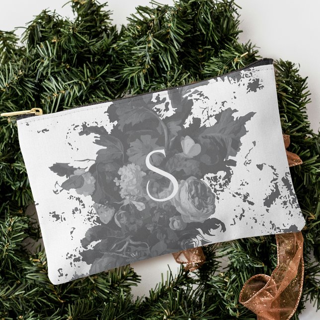 Bolsito Accesorio Pequeño Regalo artístico floral blanco y negro personaliza (Subido por el creador)