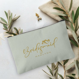 Bolsito Accesorio Pequeño Regalo cosmético con nombre en guión Verde Salvia