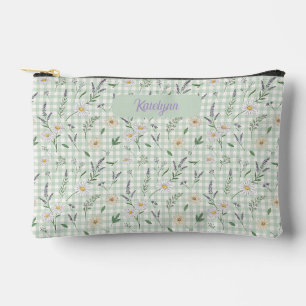 Bolsito Accesorio Pequeño Regalo de boda de flores de gingham de lavanda mar