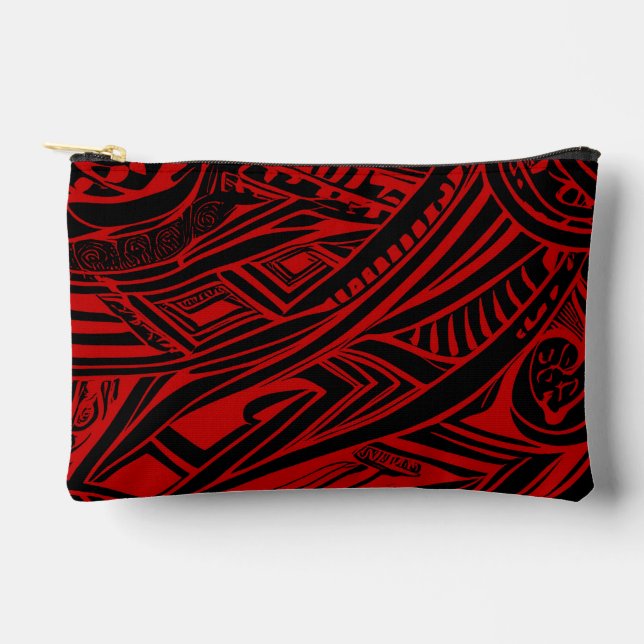 Bolsito Accesorio Pequeño Resumen Tribal Negro Y Rojo (Anverso)