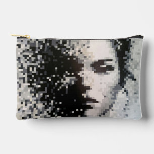 Bolsito Accesorio Pequeño Retrato de arte de píxeles blancos y negros de eva