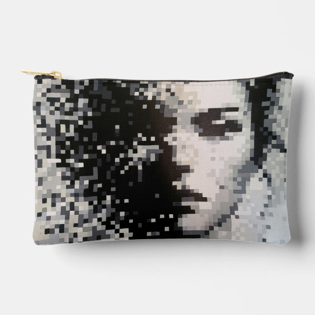 Bolsito Accesorio Pequeño Retrato de evaporación Pixel Art Noir et Blanc (Anverso)