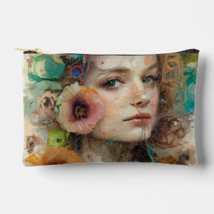 Bolsito Accesorio Pequeño Retrato de mujer de flor abstracta