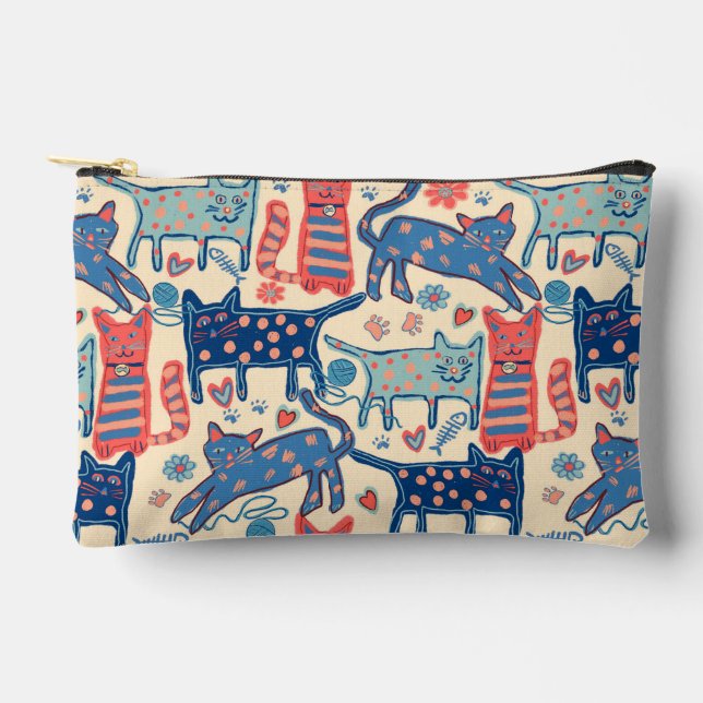 Bolsito Accesorio Pequeño Retro Cats  (Anverso)