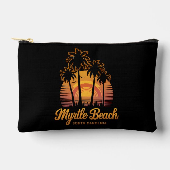 Bolsito Accesorio Pequeño Retro Palm Tree Sunset South Carolina Myrtle Beach (Anverso)