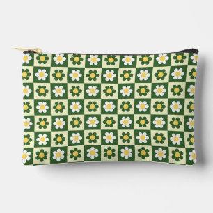 Bolsito Accesorio Pequeño Retro Verde Salvia y Damasco de Flor de Margarita