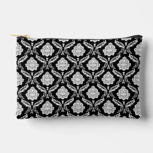 Bolsito Accesorio Pequeño Rococo Damask Rpt Patrón Blanco sobre Negro