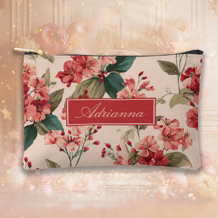 Bolsito Accesorio Pequeño Rojo en rosa Hibiscus Floral