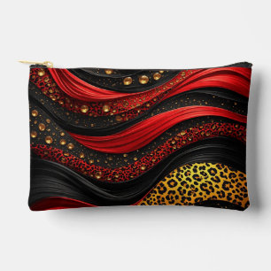 Bolsito Accesorio Pequeño Rojo Negro Oro Fluyendo Decoración Abstracta Dramá