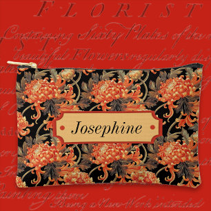 Bolsito Accesorio Pequeño Rojo Vermellón sobre Crisantemo Negro