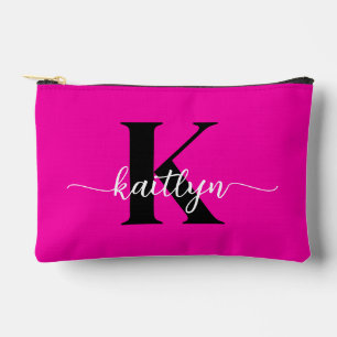 Bolsito Accesorio Pequeño Rosa Caliente Monograma Negro